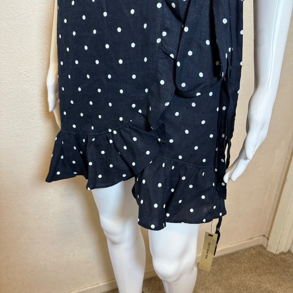 Reformation Mini Wrap Dress Womens S Linen Polka Dot USA Made Cottagecore Preppy - Picture 9 of 16